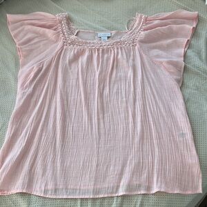 Blush Pink Flutter Sleeve Blouse